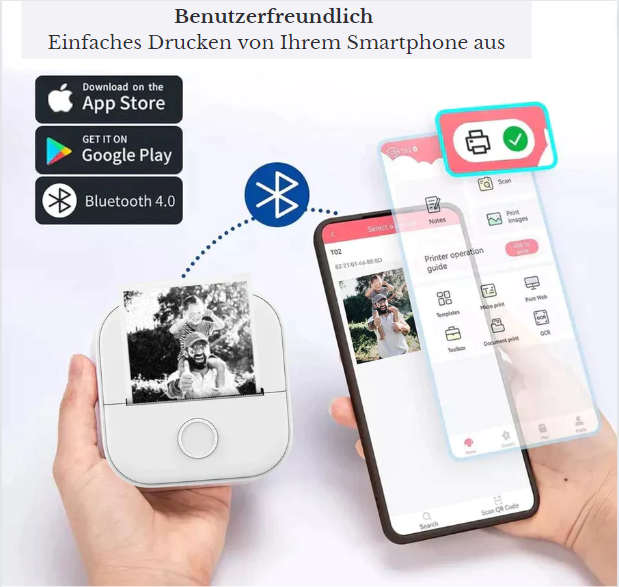 Goodielicious™ - MiniPrinter + gratis printpapier: De printer die nooit inkt nodig heeft!